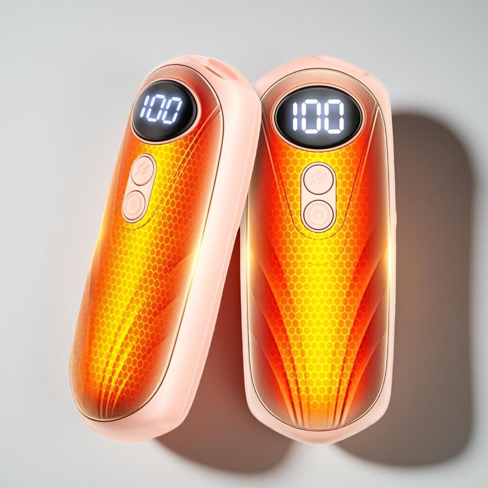 Aufladbare Handwärmer mit LED und fünf Wärmestufen, 2er-Set