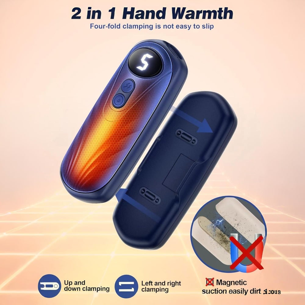 Aufladbare Handwärmer mit LED und fünf Wärmestufen, 2er-Set