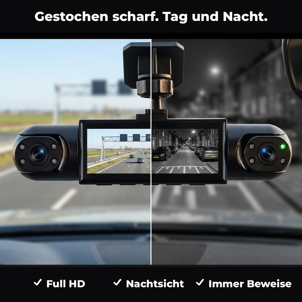 4-Kanal-Dashcam mit Nachtsicht, GPS und 360°-Abdeckung