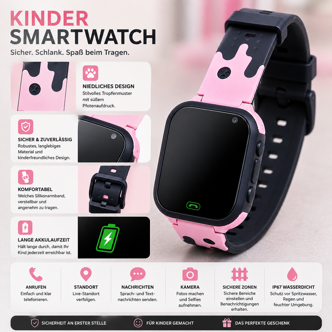 Kinder-Smartwatch mit GPS, Kamera & SOS-Taste