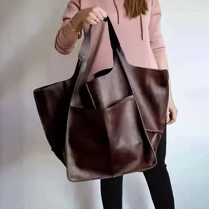 Übergroße Vintage-Umhängetasche aus Leder für Damen