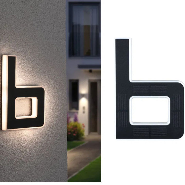 Solarbeleuchtete Hausnummer mit LED und Dämmerungssensor