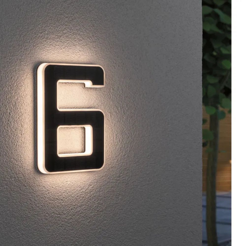 Solarbeleuchtete Hausnummer mit LED und Dämmerungssensor
