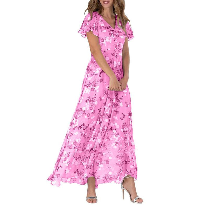 Maxikleid mit Schmetterlingsärmeln und Blumenmuster