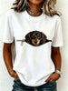 Kurzarm-T-Shirt mit Dackel-Print