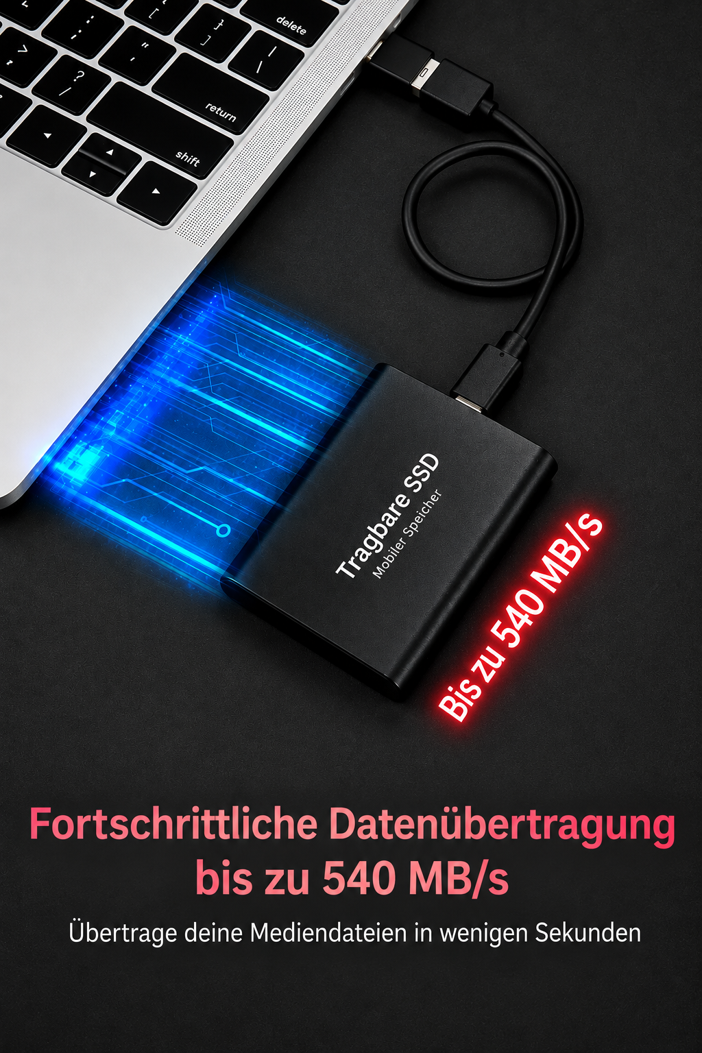 Externe 128‑TB‑SSD – kompakt, schnell und tragbar