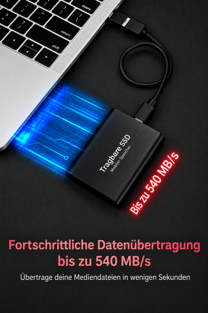 Externe 128‑TB‑SSD – kompakt, schnell und tragbar