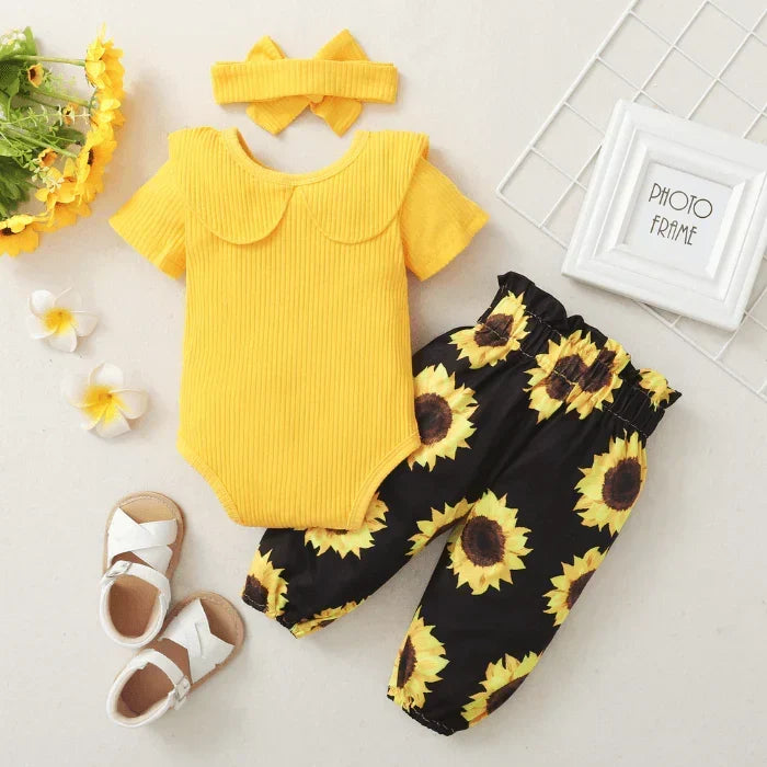 2-teiliges Baby-Outfit mit Sonnenblumenprint – SonnenLächeln