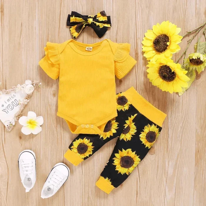 2-teiliges Baby-Outfit mit Sonnenblumenprint – SonnenLächeln
