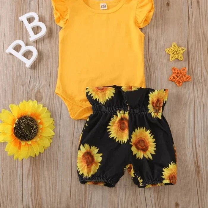 2-teiliges Baby-Outfit mit Sonnenblumenprint – SonnenLächeln