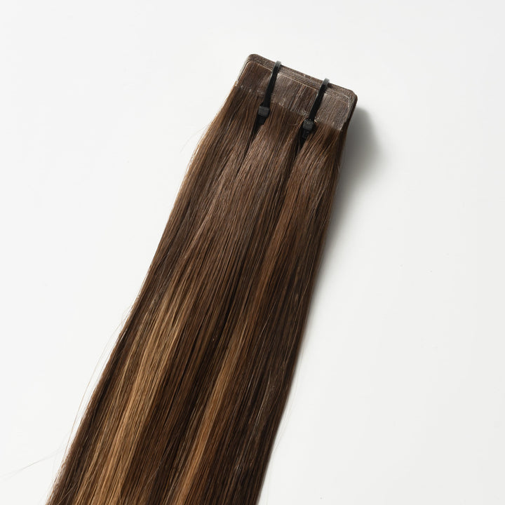 Tape-in Haarverlängerungen – Veloura Tape (Warme Braune Balayage 2+7)