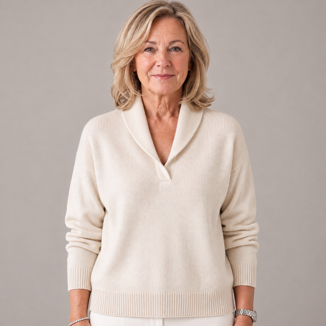 Weicher Damenpullover mit Schalkragen und langen Ärmeln