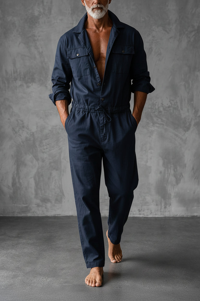 Herren-Overall mit Kordelzug in der Taille und Cargotaschen