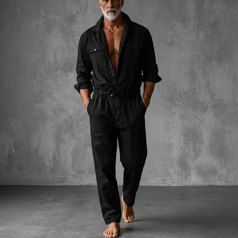 Herren-Overall mit Kordelzug in der Taille und Cargotaschen