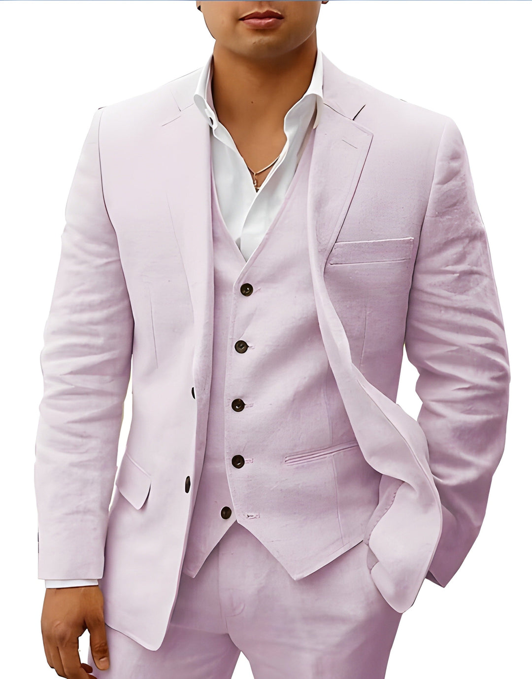 Herren-Dreiteiliger Maßanzug mit Reverskragen-Jacke, Weste und Hose