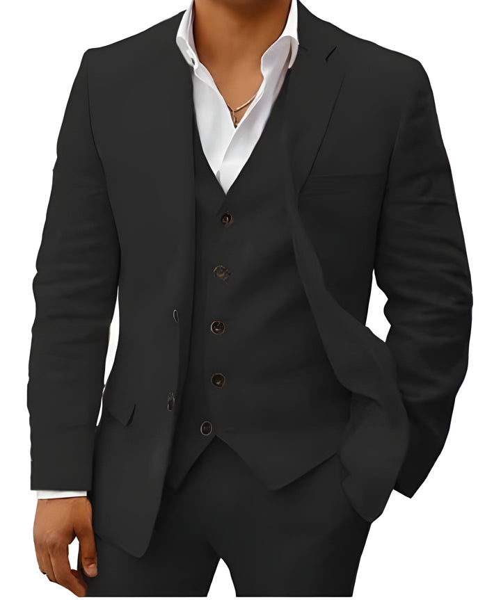 Herren-Dreiteiliger Maßanzug mit Reverskragen-Jacke, Weste und Hose