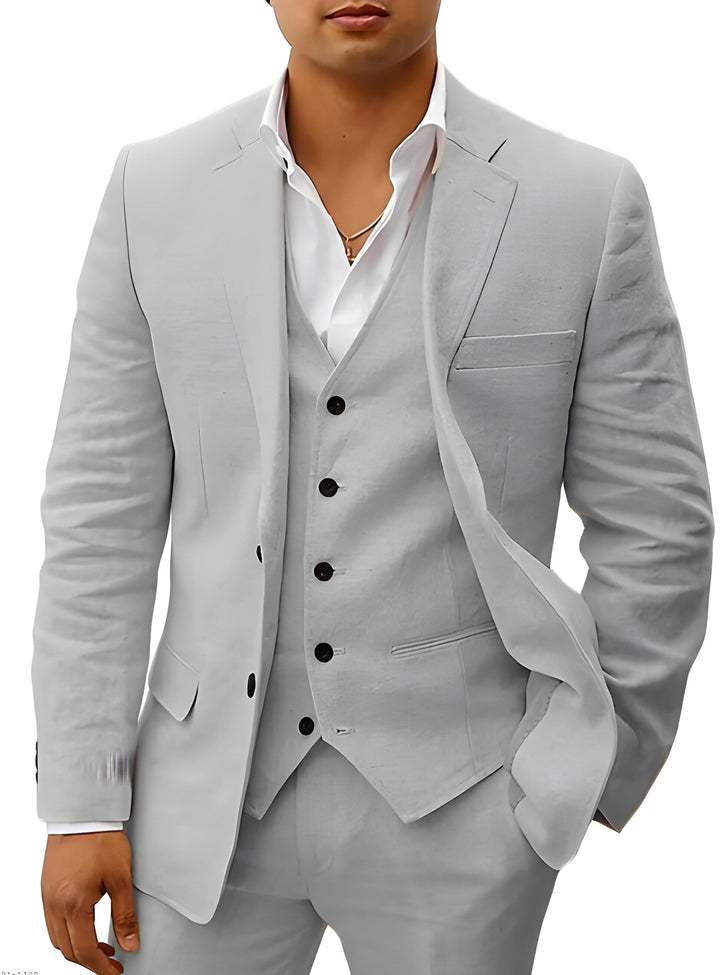 Herren-Dreiteiliger Maßanzug mit Reverskragen-Jacke, Weste und Hose