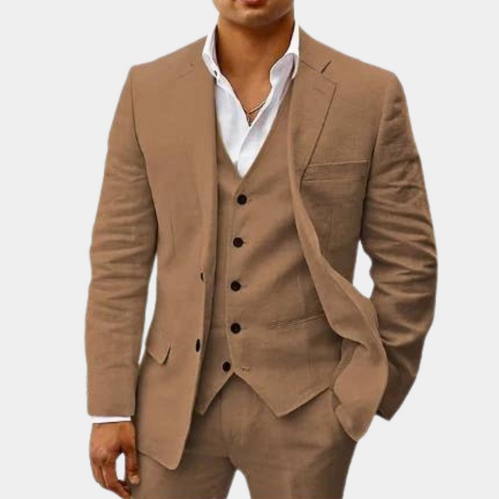 Herren-Dreiteiliger Maßanzug mit Reverskragen-Jacke, Weste und Hose