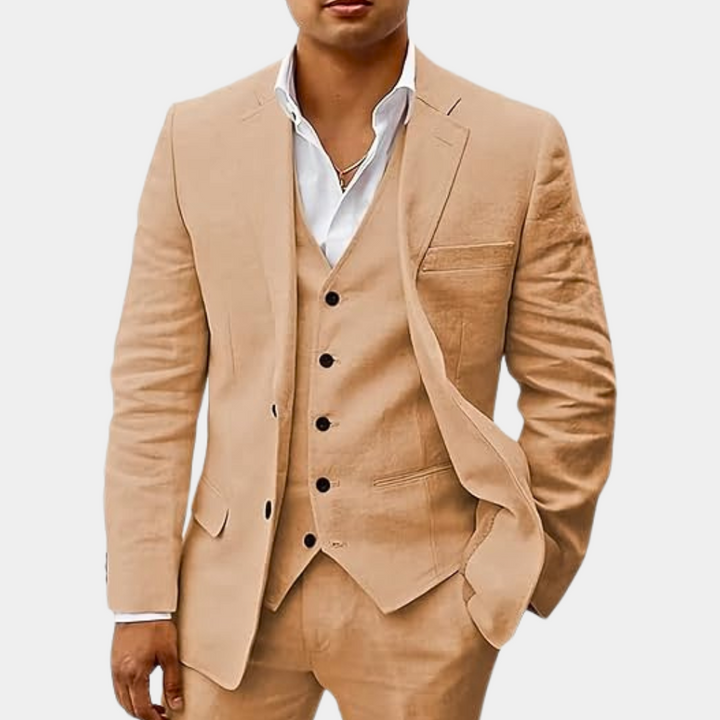 Herren-Dreiteiliger Maßanzug mit Reverskragen-Jacke, Weste und Hose