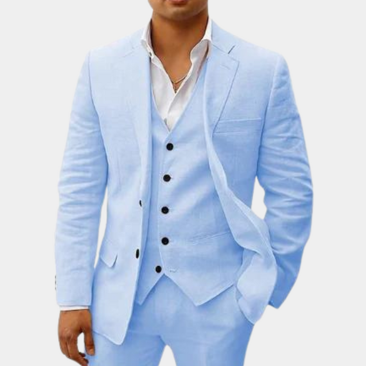 Herren-Dreiteiliger Maßanzug mit Reverskragen-Jacke, Weste und Hose