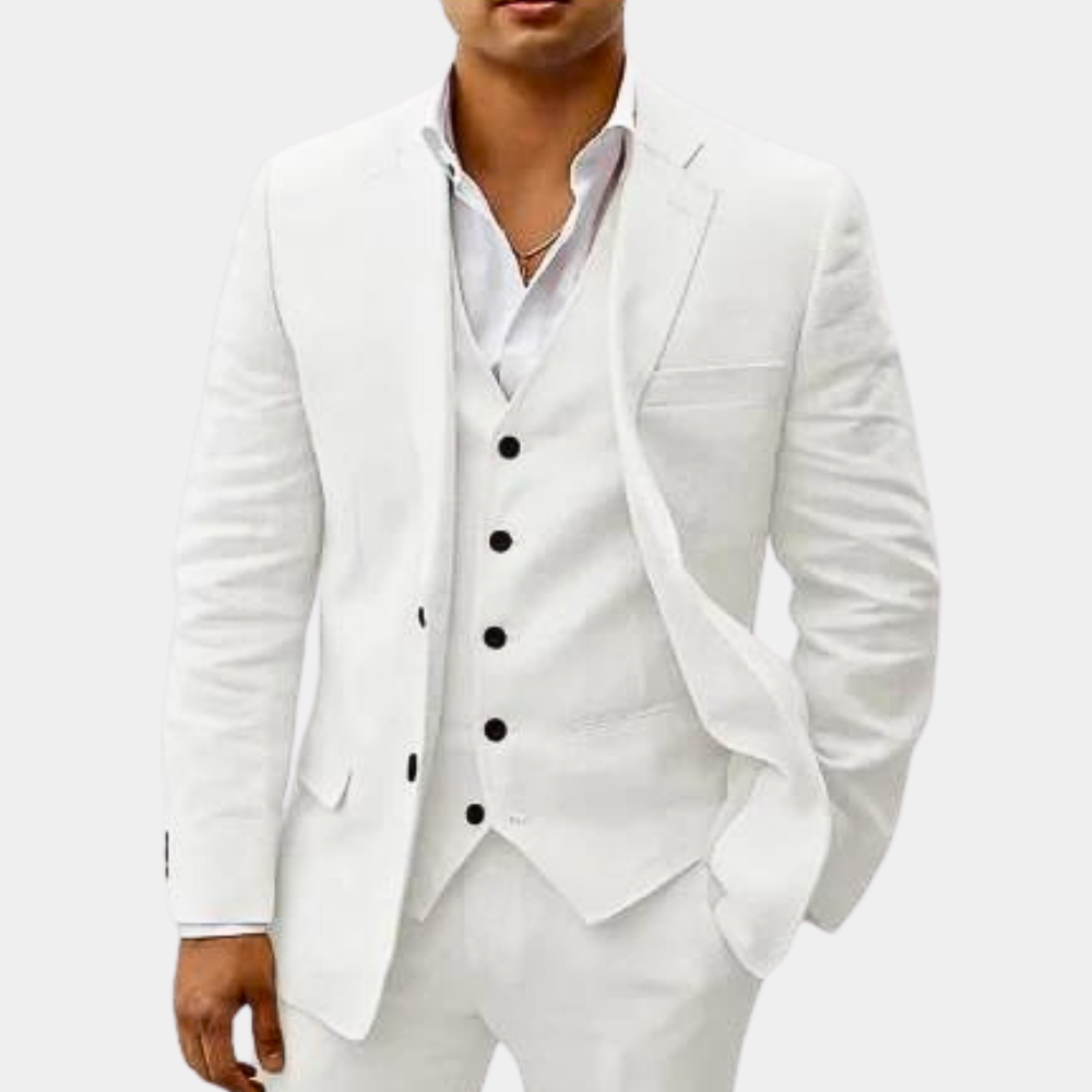 Herren-Dreiteiliger Maßanzug mit Reverskragen-Jacke, Weste und Hose