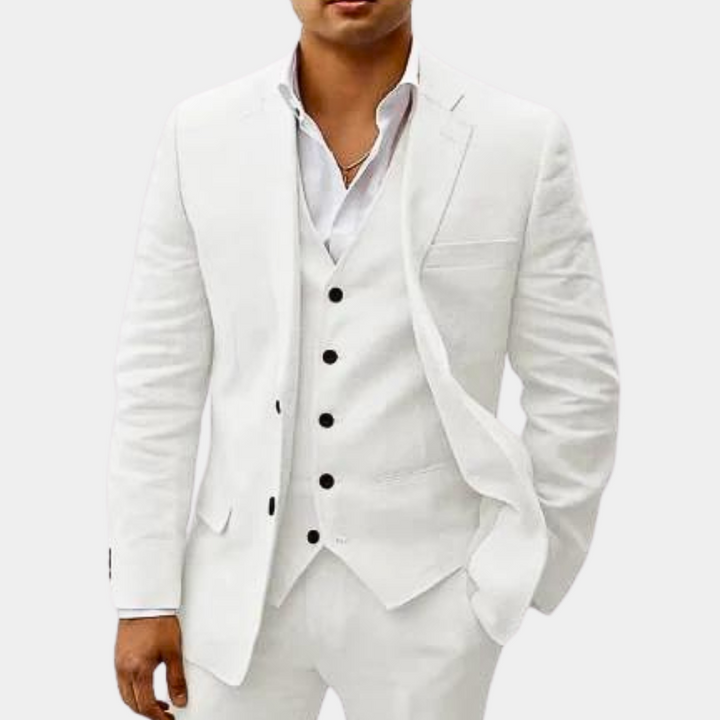 Herren-Dreiteiliger Maßanzug mit Reverskragen-Jacke, Weste und Hose