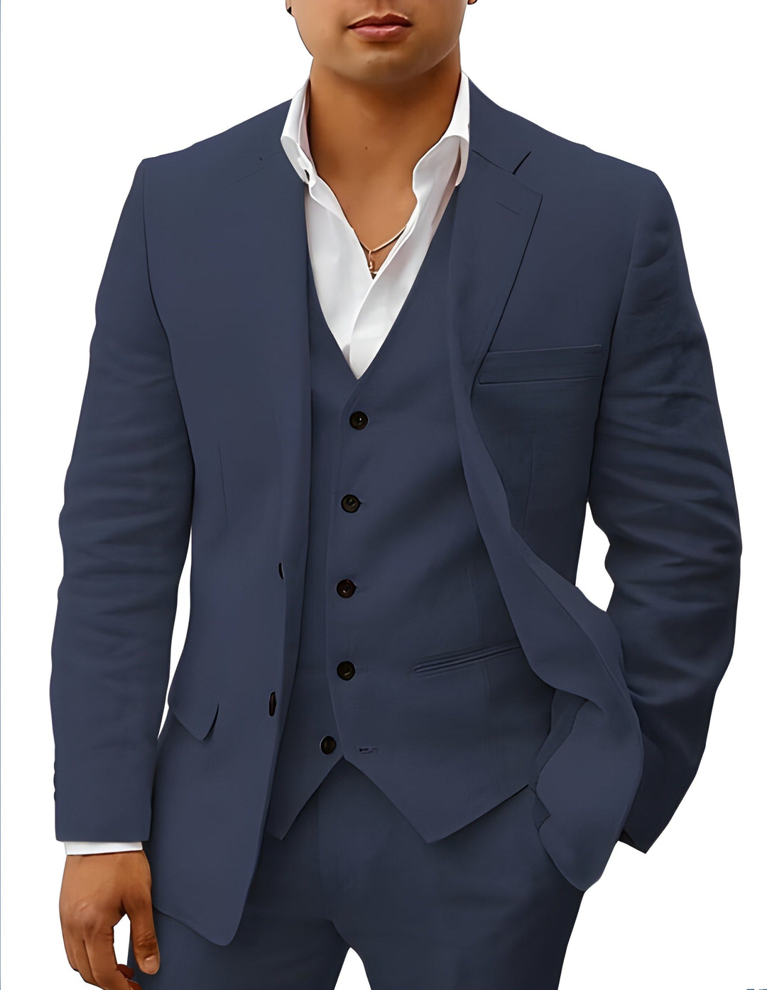 Herren-Dreiteiliger Maßanzug mit Reverskragen-Jacke, Weste und Hose