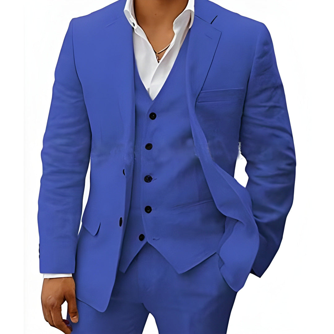 Herren-Dreiteiliger Maßanzug mit Reverskragen-Jacke, Weste und Hose