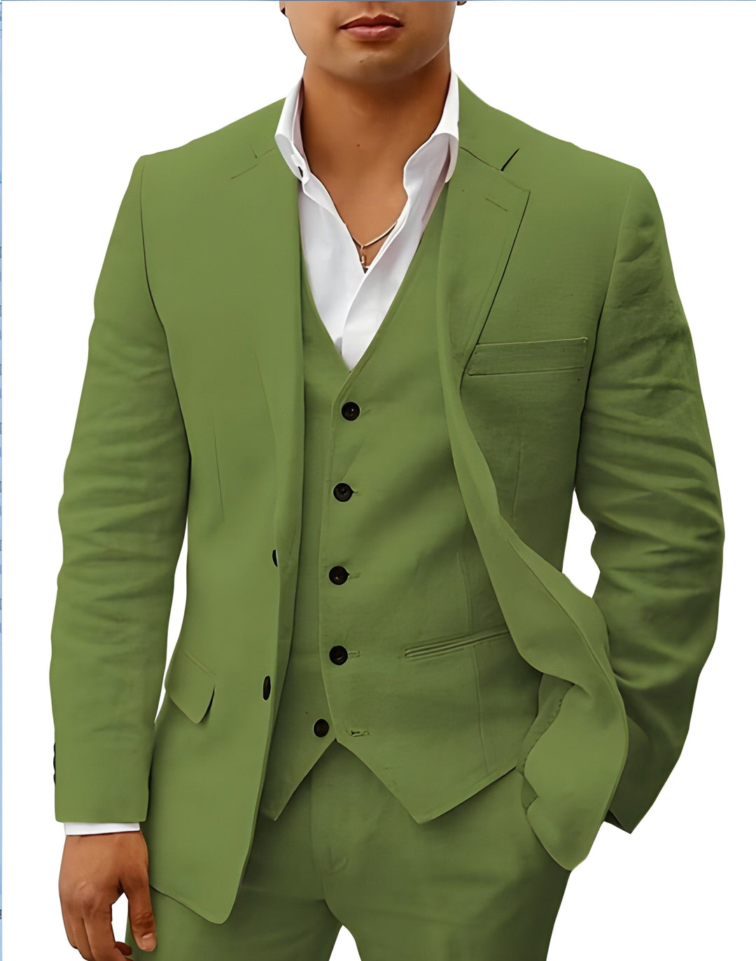 Herren-Dreiteiliger Maßanzug mit Reverskragen-Jacke, Weste und Hose