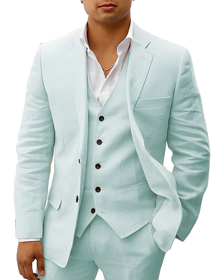 Herren-Dreiteiliger Maßanzug mit Reverskragen-Jacke, Weste und Hose