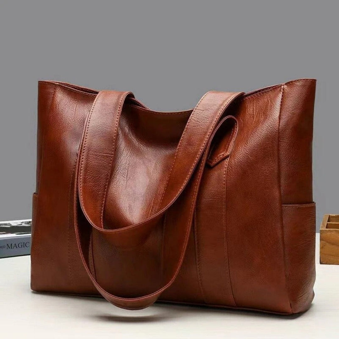 Damen-Schultertasche aus Leder mit Geräumigen Seitentaschen