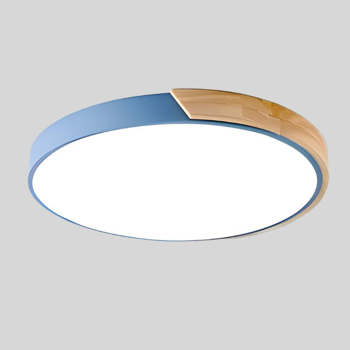 Runde Nordic-Macaron-Deckenlampe aus Holz