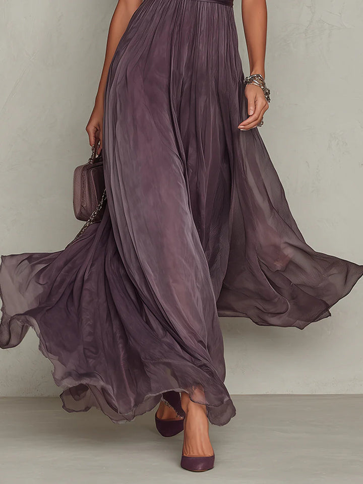 Damen-Maxikleid mit Spitzenbesatz und geraffter Taille für besondere Anlässe
